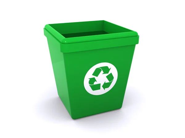 Renderização Uma Lata Lixo Com Símbolo Reciclagem — Fotografia de Stock