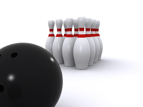 Bowling pins and ball — Stock Photo, Image