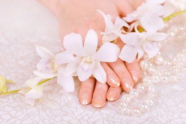 Hands and orchid clipart