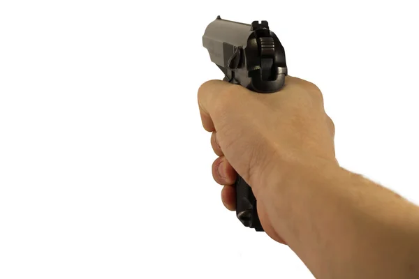 Black Pistol Hand White — Stock Photo, Image