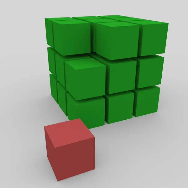 Cube démonté sur fond blanc — Photo