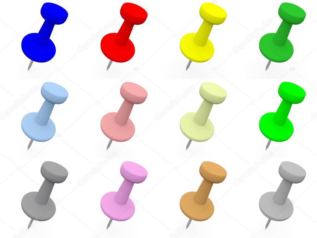Set of coloured pins