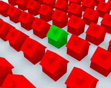 Red and green 3d houses clipart