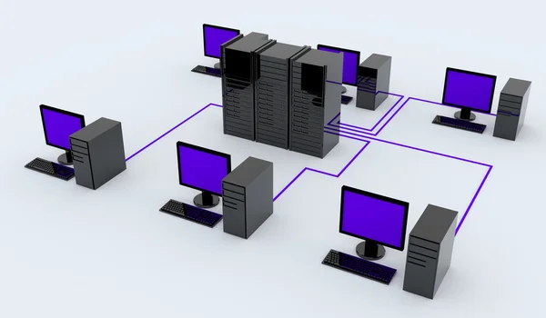 Personal computers en server — Stockfoto