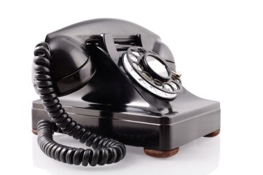 Vintage black rotary phone (with clipping path) clipart