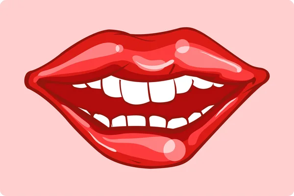 Εικονογράφηση Του Γυαλιστερό Κόκκινα Χείλη — Διανυσματικό Αρχείο