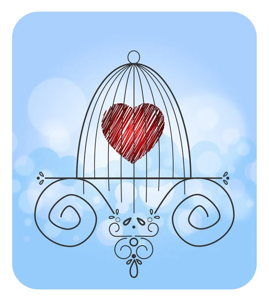 Καρδιά σε ένα κλουβί — Διανυσματικό Αρχείο