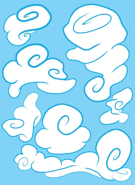 青色の背景に雲のセット — ストックベクタ