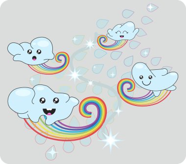 Cool a cloudlet on rainbows clipart