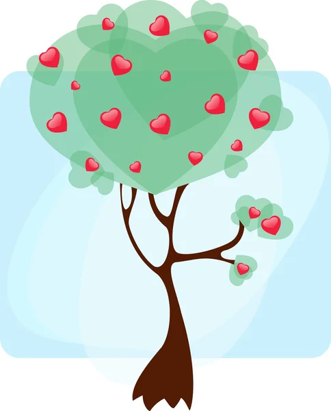 Árbol con corazones — Vector de stock