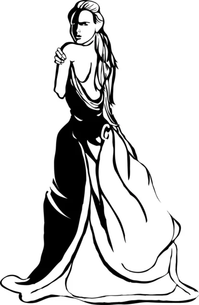 Женщина в длинном платье — стоковый вектор