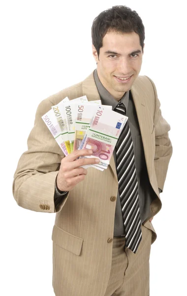 Biznesmen ma pieniądze — Zdjęcie stockowe