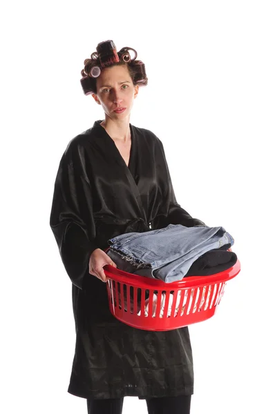 Dona de casa com cesta — Fotografia de Stock