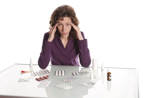 Grown woman refuses medication — Stock Photo, Image