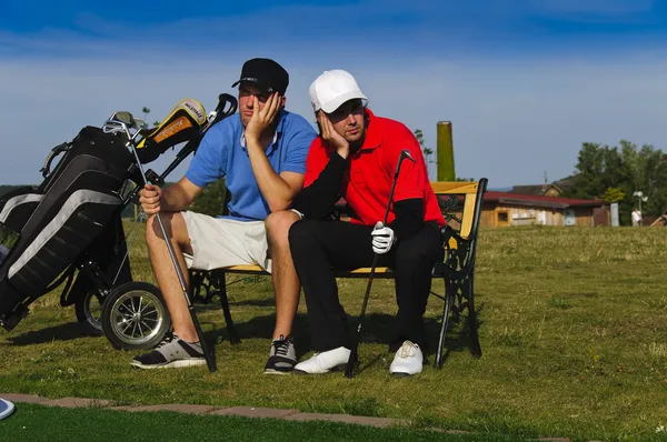 Iki genç golfçüler sinirli — Stok fotoğraf
