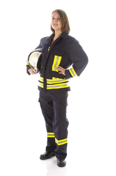 Feuerwehrfrau της νεολαίας με τη στολή — Φωτογραφία Αρχείου