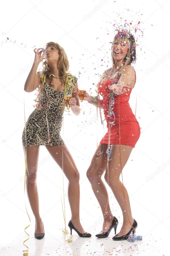 Two sexy girls have a party