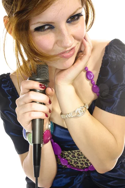 Linda chica cantando — Foto de Stock