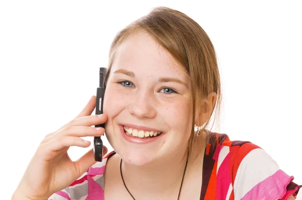 Menina bonito com telefone — Fotografia de Stock