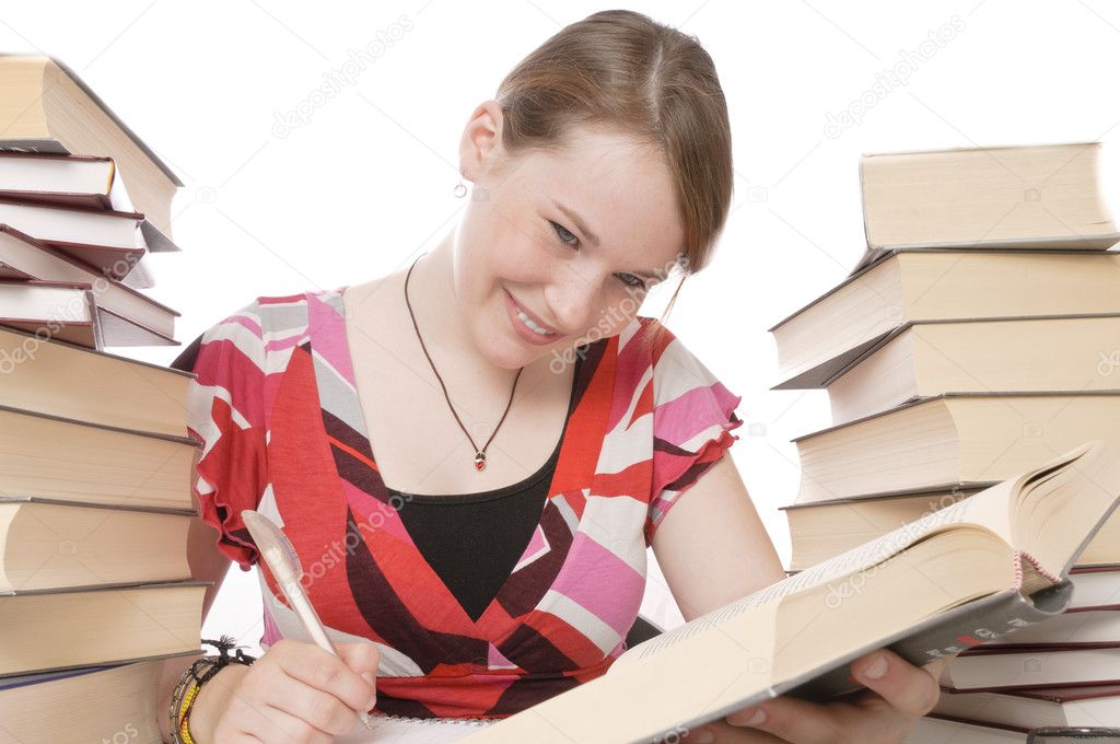 Cute girl doing homework — Stock Photo © runzelkorn #5142685