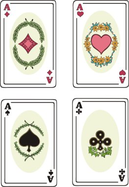 Full set of aces of playing cards clipart