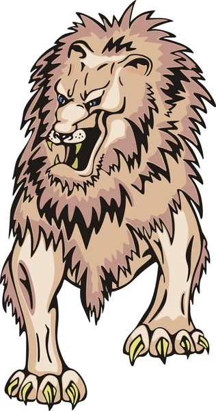 Terrible gnarling lion — Stock Vector