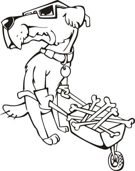 Hond met kruiwagen — Stockvector