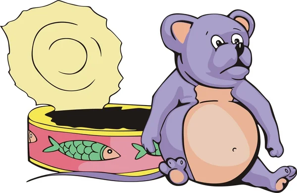 Ratón gordo & puede dibujos animados — Vector de stock