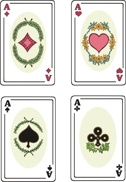 Full set of aces of playing cards Vector Graphics