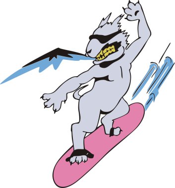 köpek snowboarder karikatür