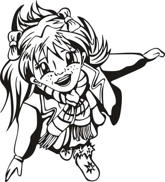 Happy νεαρό κορίτσι anime — Διανυσματικό Αρχείο