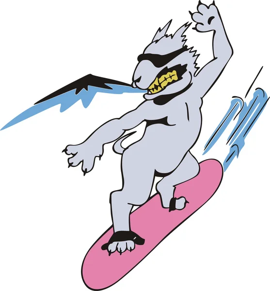 Hund Snowboarder Karikatur — Stockvektor