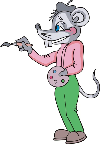 Desenho animado do pintor do rato — Vetor de Stock