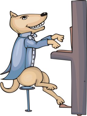 Dog pianist cartoon clipart