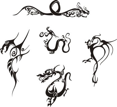 Simple dragon tattoos clipart