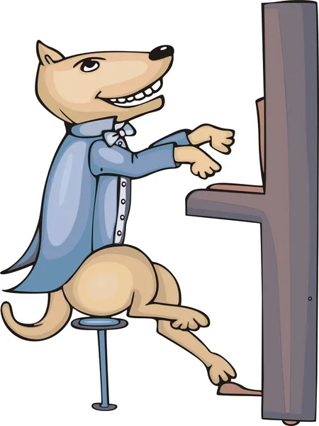 Pes pianista kreslený — Stockový vektor