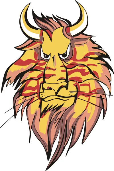 Tête de lion cornu — Image vectorielle