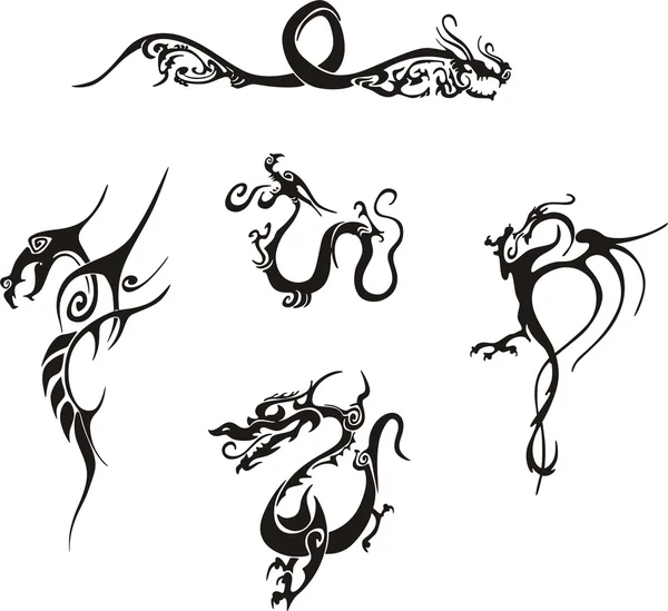 Simple dragon tattoos — Stock Vector