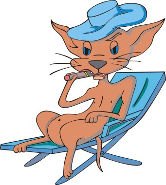 Cat smoking a cigar clipart