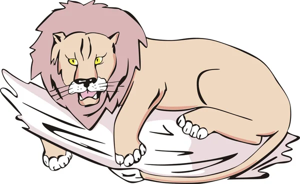 思わぬ障害の上に横たわるライオン — ストックベクタ