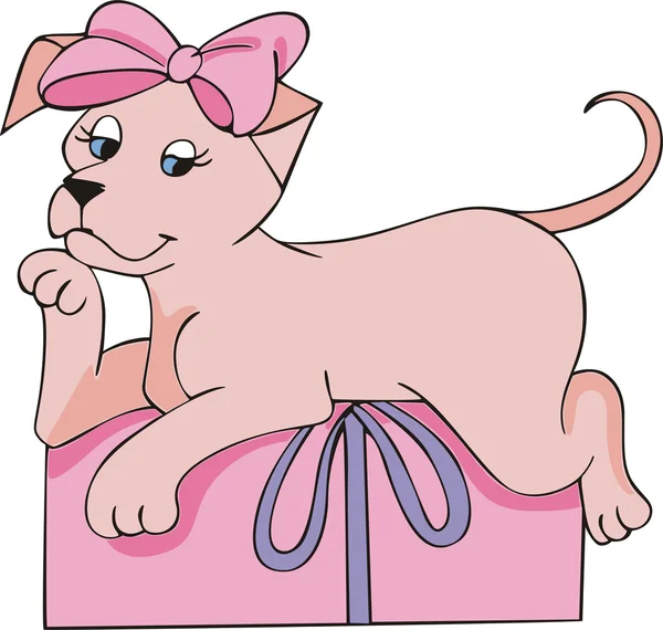 Rózsaszín kutyus ajándék — Stock Vector