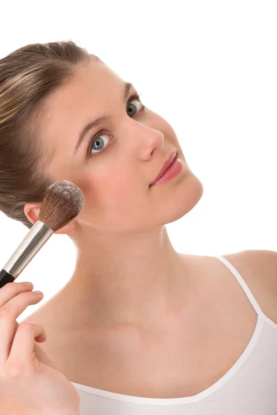 Serie de cuidado corporal - hermosa mujer haciendo maquillaje — Foto de Stock
