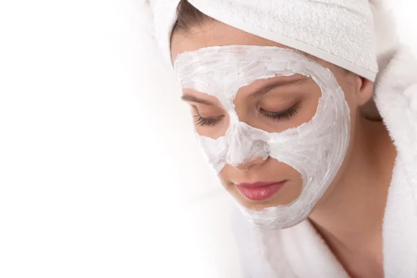 Body care series - Beautiful woman with facial mask — Stock Photo, Image