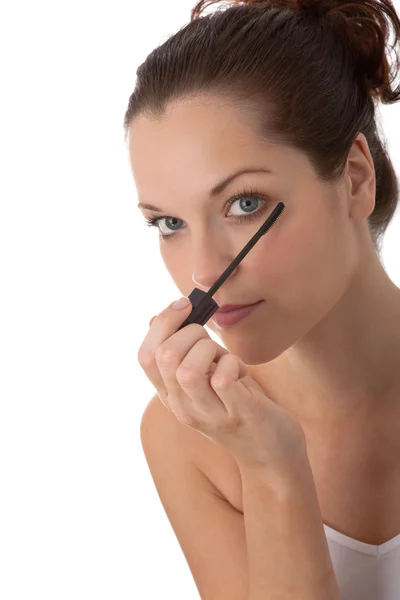 Body care series - Beautiful woman applying mascara — Stock Photo, Image