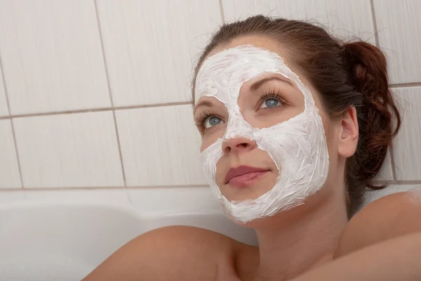 Vücut bakım serisi - kadın yüz maskesi — Stok fotoğraf