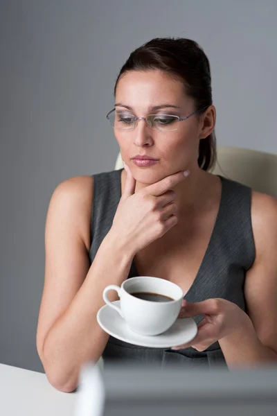 Successful Executive Business Woman Having Coffee Break Office — Stock Photo, Image