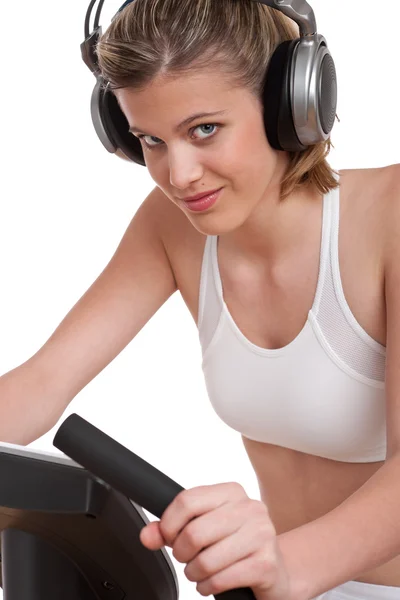 Série de fitness - Mulher com fones de ouvido — Fotografia de Stock