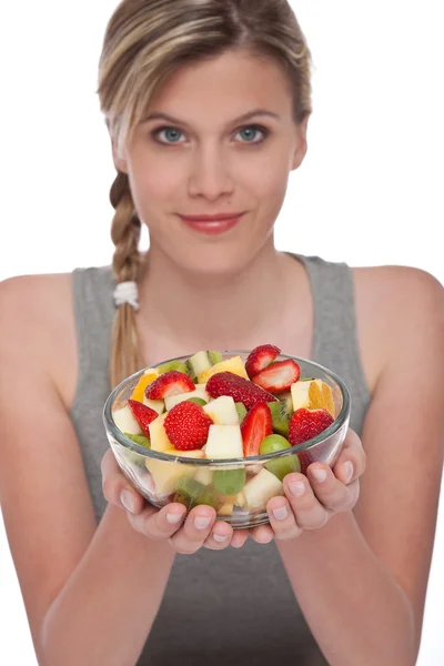 Serie über gesunden Lebensstil - Schüssel mit Obstsalat — Stockfoto