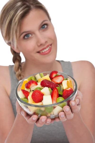 Hälsosam livsstil-serien - skål med fruktsallad — Stockfoto