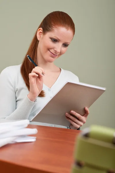 Young Attractive Business Woman Working Office Notepad Royalty Free Stock Images